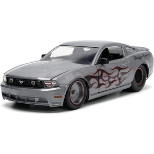 image:imageJada Big Time Muscle 124 2010 Ford Mustang GT DieCast Car Toys for Kids and AdultsCharcoal GreyBlack Flames